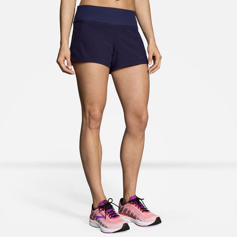 Brooks Chaser 3 - Womens Running Shorts - Blue (52894QRBU)